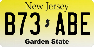 NJ license plate B73ABE