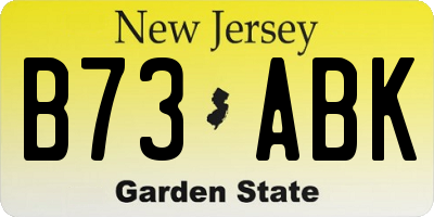 NJ license plate B73ABK