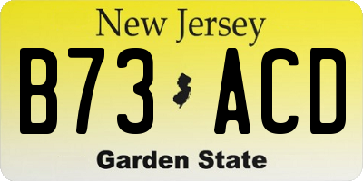 NJ license plate B73ACD