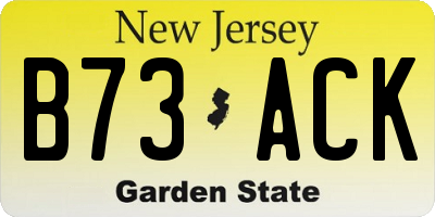 NJ license plate B73ACK