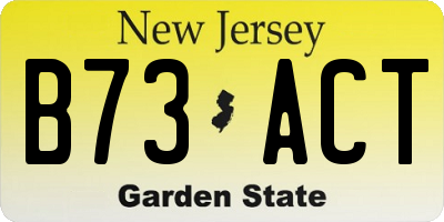 NJ license plate B73ACT