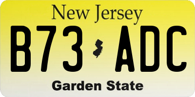 NJ license plate B73ADC
