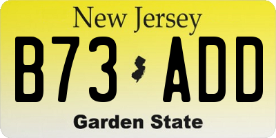 NJ license plate B73ADD