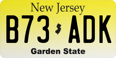 NJ license plate B73ADK