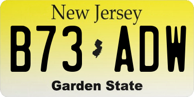 NJ license plate B73ADW