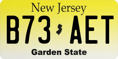 NJ license plate B73AET