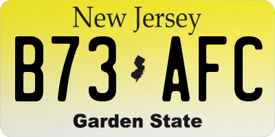 NJ license plate B73AFC