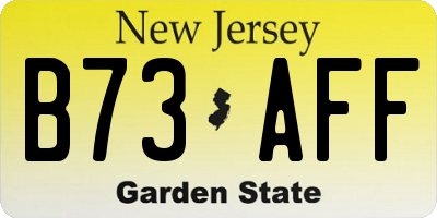 NJ license plate B73AFF