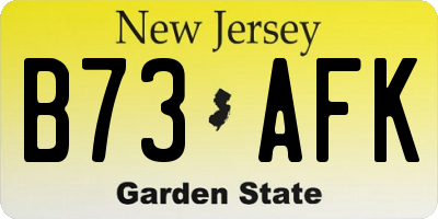 NJ license plate B73AFK