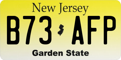 NJ license plate B73AFP