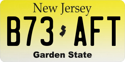 NJ license plate B73AFT