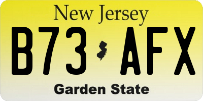 NJ license plate B73AFX