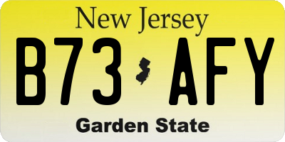 NJ license plate B73AFY