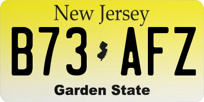 NJ license plate B73AFZ