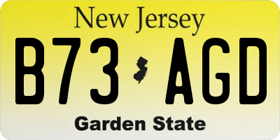NJ license plate B73AGD