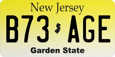 NJ license plate B73AGE