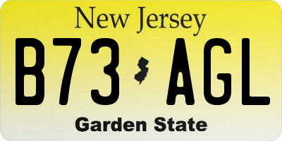 NJ license plate B73AGL