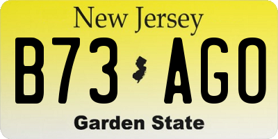NJ license plate B73AGO