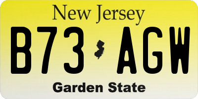 NJ license plate B73AGW