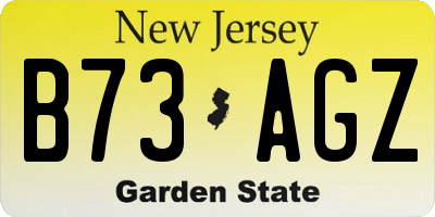 NJ license plate B73AGZ