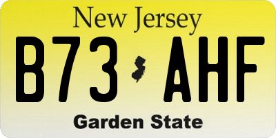 NJ license plate B73AHF