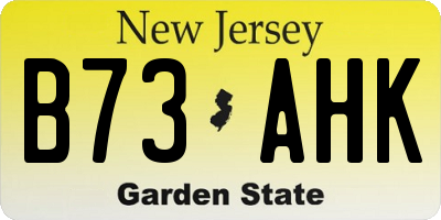 NJ license plate B73AHK