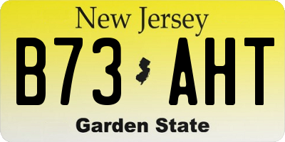 NJ license plate B73AHT