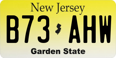 NJ license plate B73AHW