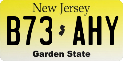 NJ license plate B73AHY
