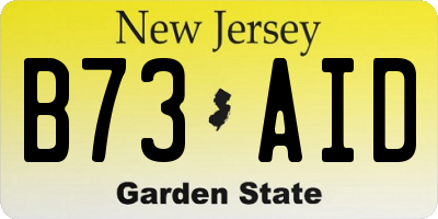 NJ license plate B73AID