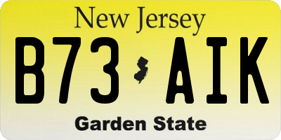 NJ license plate B73AIK