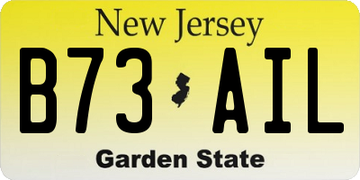 NJ license plate B73AIL