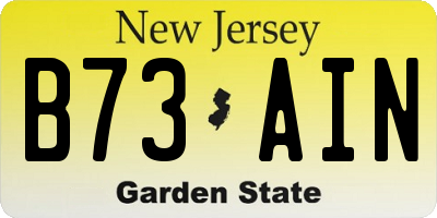 NJ license plate B73AIN