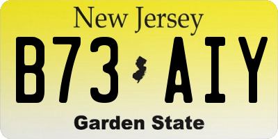 NJ license plate B73AIY