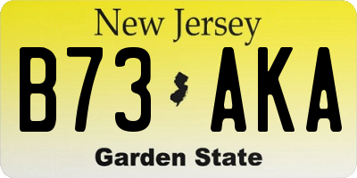 NJ license plate B73AKA
