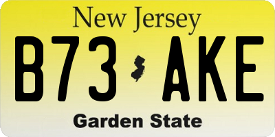 NJ license plate B73AKE