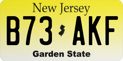 NJ license plate B73AKF