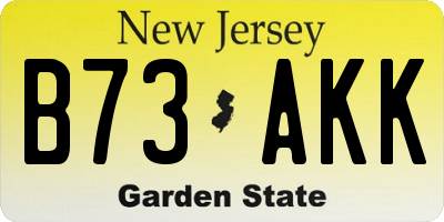 NJ license plate B73AKK