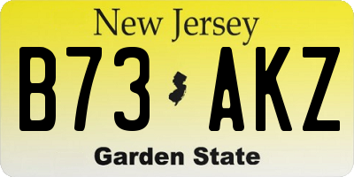 NJ license plate B73AKZ