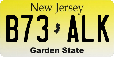 NJ license plate B73ALK