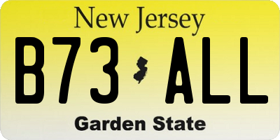 NJ license plate B73ALL