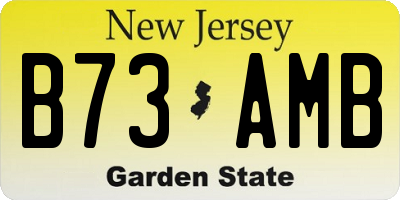 NJ license plate B73AMB