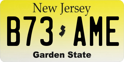 NJ license plate B73AME