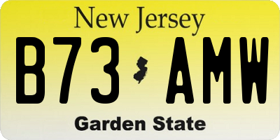 NJ license plate B73AMW
