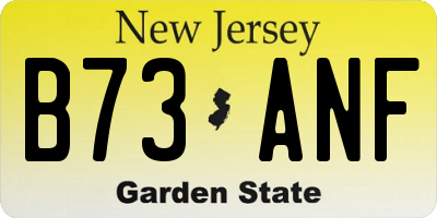 NJ license plate B73ANF