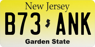 NJ license plate B73ANK