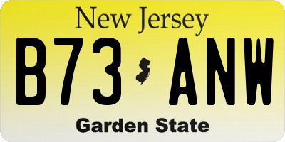 NJ license plate B73ANW