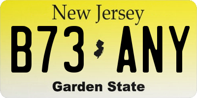 NJ license plate B73ANY