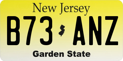 NJ license plate B73ANZ