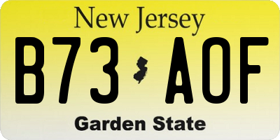 NJ license plate B73AOF